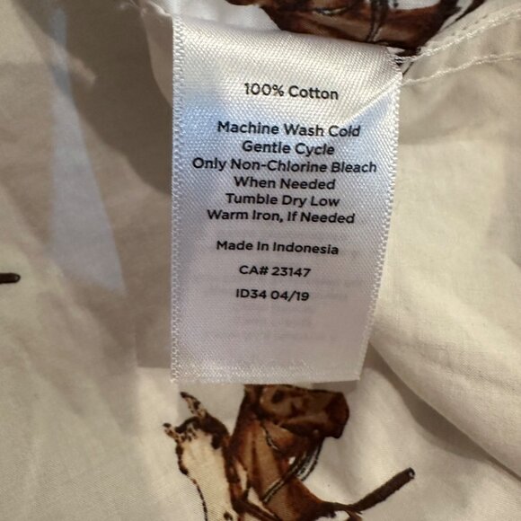 TALBOTS WOMENS XL HORSE SHIRT LONG SLEEVE BUTTON CREAM BROWN - Picture 5 of 8